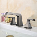 Gunmetal de latón sólido acuacúbico Black Black Fregadero de baño Grez de lavabo de baño 2 manijas de 3 agujeros de baño grifo de baño